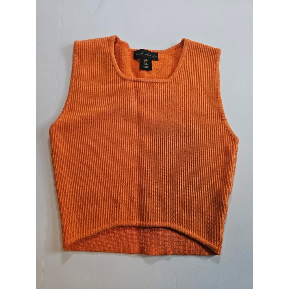 House of Harlow 1960 Sweater Tank Women Medium Orange Ribbed Knit Crop Top